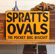 1930s Antique Vtg Porcelain Enamel Advertising Spratts Ovals Dog Food Sign UK