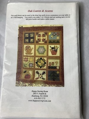 Oak Leaves & Acorns Pieced & Applique Quilt Pattern - 12 Unique Blocks
