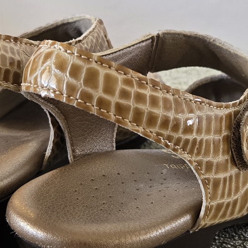 SAS Womens TRIPAD COMFORT Golden Leather Faux-Snakeskin Sandals Sz 6 Made In USA - Picture 3 of 19