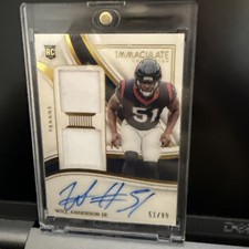 WILL ANDERSON JR. 2023 IMMACULATE ROOKIE DUAL PATCH AUTO #51/99 Jersey Match