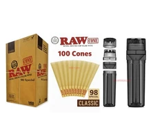 RAW cone Classic 98 special size  Cone(100PK)+grinder loader storage 3 in 1