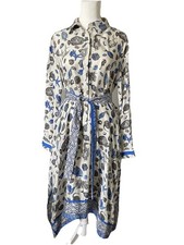 Rani Arabella Silk Shirt Tunic Dress Coastal Luxury Euro Cruise Italy Size L