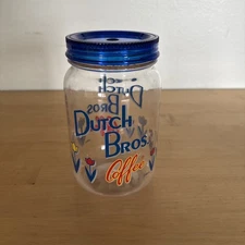Dutch Bros Brothers Coffee 25 oz Plastic Mason Jar Tumbler w/ Lid *NO STRAW*