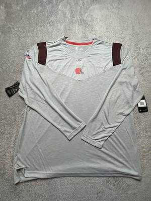 NWT! Nike NFL Cleveland Browns Long Sleeve Mens 2XL Gray Dri Fit