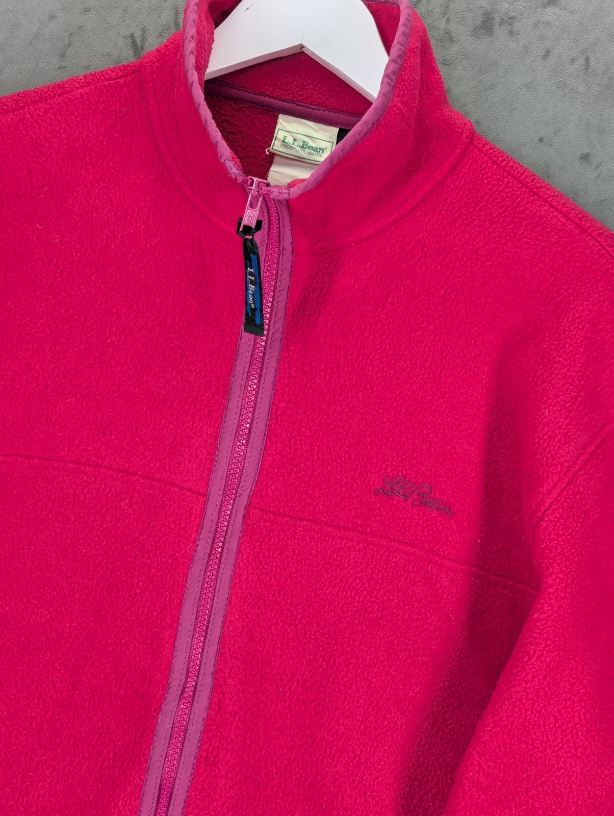 Vintage LL Bean Cursive Spell Out Fleece Full Zip Pink Women's Large Full Zip image 2