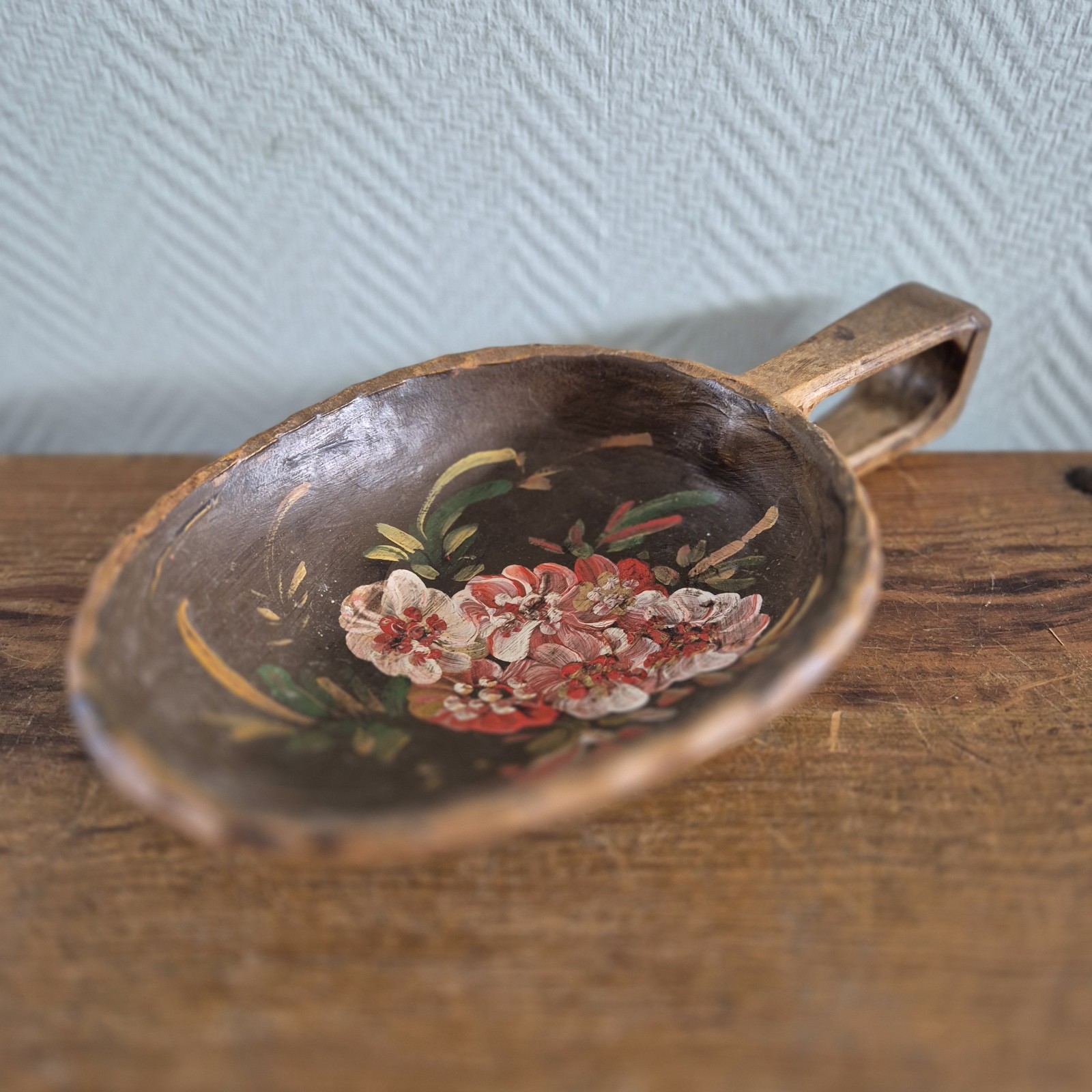 Cuchara de madera vintage harina de madera mercantil grande hecha a mano pala...