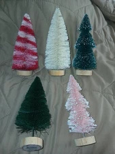 Target Bullseye Playground Christmas Bottle Brush Trees Set Of 5 BNWT