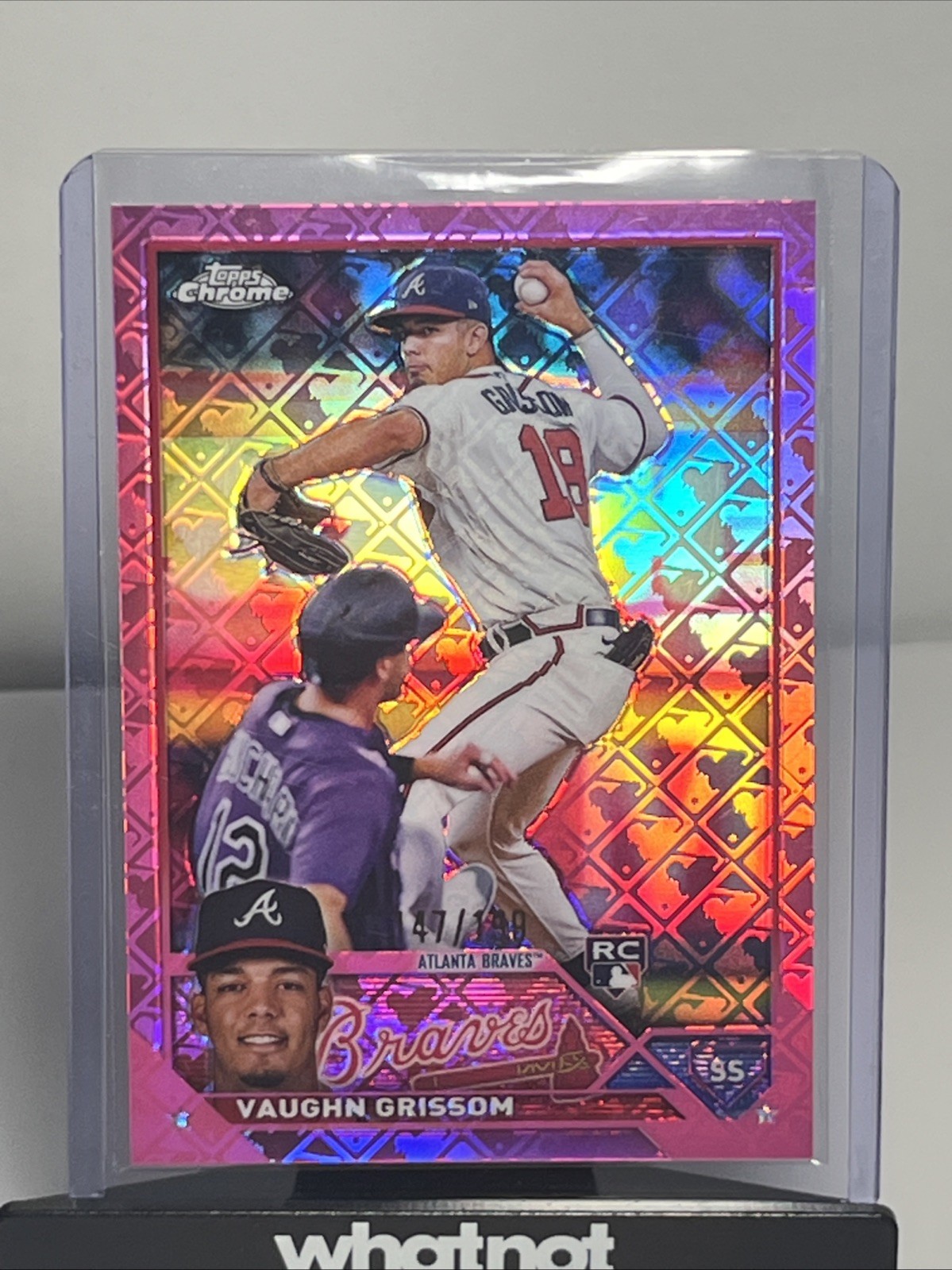 2023 Topps Chrome Logofractor Vaughn Grissom RC Pink refractor /199  Braves #48
