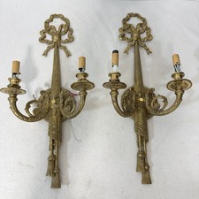 Vintage Brass Electric Wall Sconce Lamp Light Pair Bronze Tone Victorian Gothic