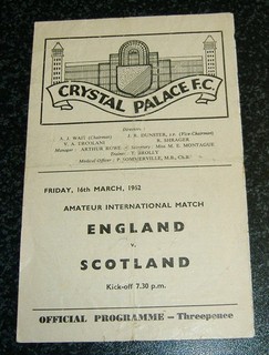 England v Scotland 1962 Amateur International played at Crystal Palace
