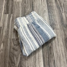 INDIGO REIN Wide Leg Blue Striped Boho Linen Blend Pants Women's Size Large