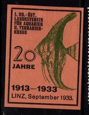 Austria 1934 Linz Fish Expo Poster Stamp MH / H Rem - S52193