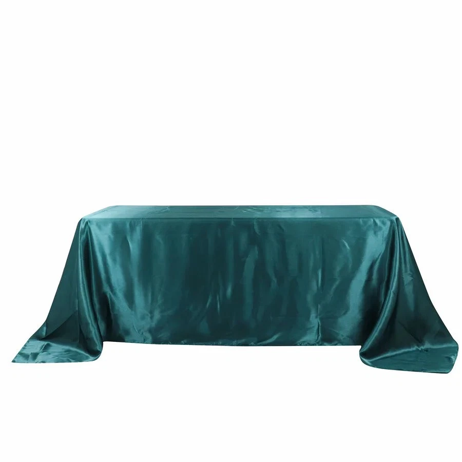 Peacock Teal 90x132" RECTANGLE Satin TABLECLOTH Wedding Party Home Banquet - Image 2 of 4