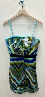 Beautiful MAX & CLEO Multi Color Green & Purple Mini Halter Dress $148 New Sz 10