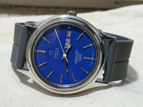 Vintage OMEGA seamaster cosmic  2000 Automatic Watch blue Dial Working Order
