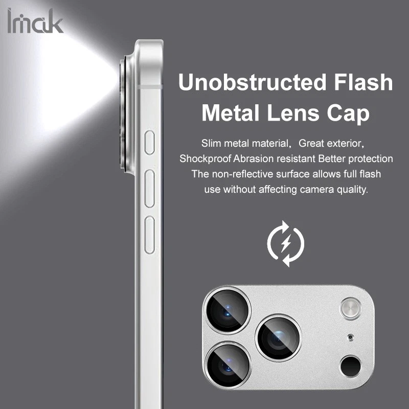 IMAK para Apple iPhone 17 Pro Max, tapa de lente de metal + protector de cámara fotográfica de vidrio Foto 4 de 4