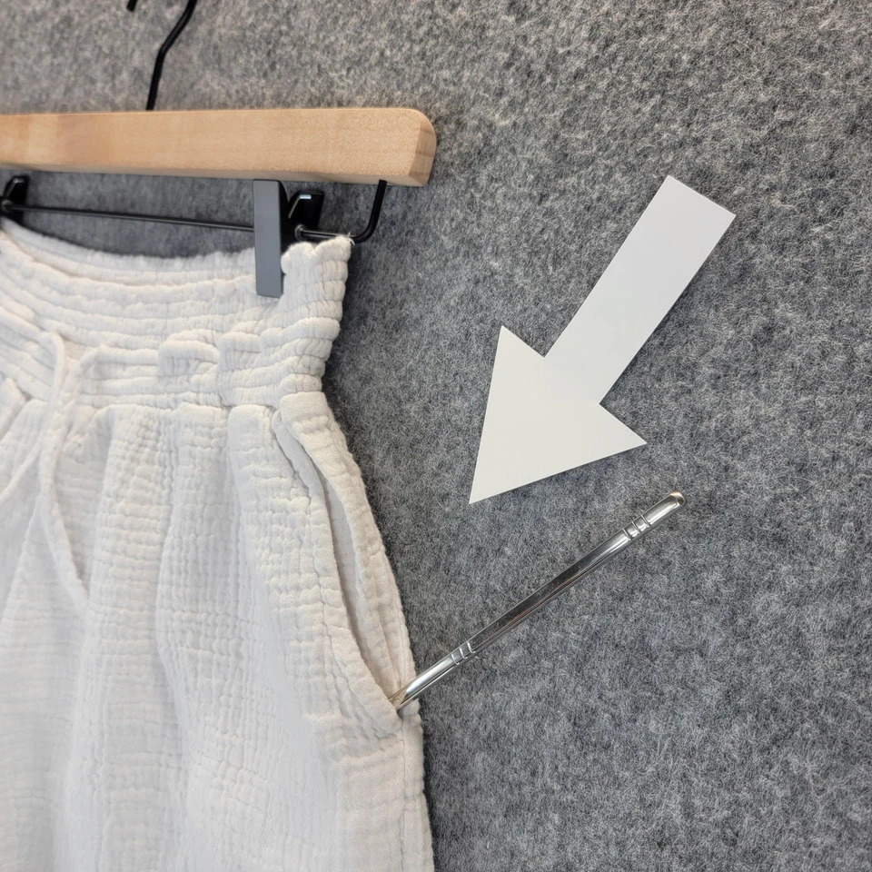 Pantalones Cortos Joie Gasa Para Mujer M Tiro Alto Cintura Elástica Cordón Bolsillos Algodón Foto 4 de 4