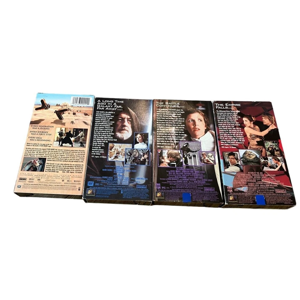 VTG 4 VHS Tapes Star Wars, Empire Strikes Back ROTJ, Epi 1, Lucas Film Fox Video - Image 2 of 3