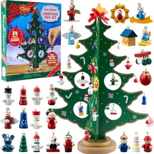 JOYIN Christmas 24 Days Countdown Advent Calendar with a Tabletop Wooden... 