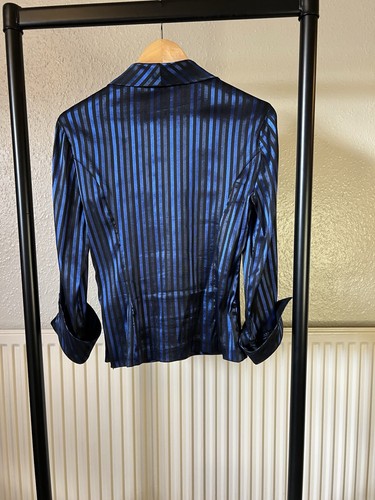 Ladies Joseph Ribkoff Metallic Blue And Black Rushed Top Size 8 Uk - Picture 3 of 10