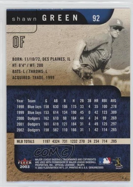 2003 Fleer Genuine Reflection Ascending /92 Shawn Green #92 - Image 2 of 2