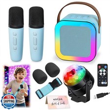 Mini Karaoke Machine with 2 Wireless Microphones for Kids, Portab