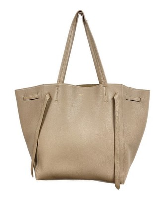 CELINE Cabas Phantom Tote Bag Beige Leather Shoulder Bag USED from JP #TH