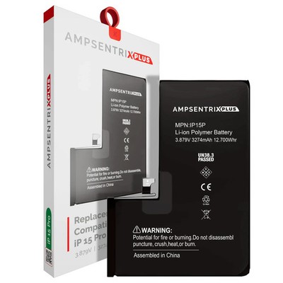 Replacement Battery For iPhone 15 Pro AmpSentrix Plus No Message No Soldering