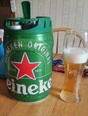 Heineken Original Green Beer Can Keg-Style Container Breweriana Collectible