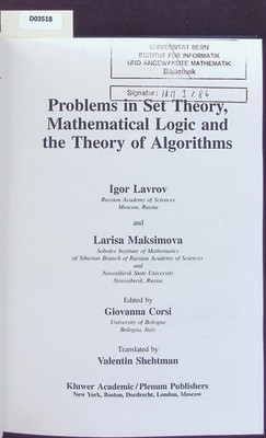 Problems in set theory, mathematical logic and the theory of algorithms. Lavrov,