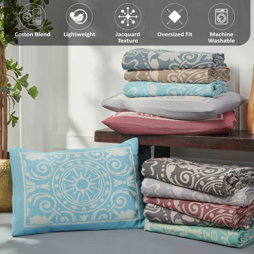 Juego de colcha y farsa medallón vintage de jacquard tejido de mezcla de algodón Adalie Foto 2 de 2