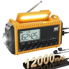 12000mAh/44400mWh Emergency Radio- NOAA 12000mAh- Orange with LCD Display