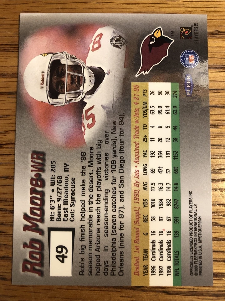 Rob Moore 1999 Fleer Mystique Cardinals #49   *B284* - Image 2 of 2