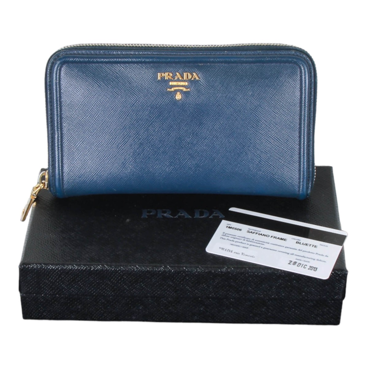 Authentic Prada Saffiano Blue leather zip around wallet | eBay Authentic Prada Saffiano Blue leather zip around wallet | eBay