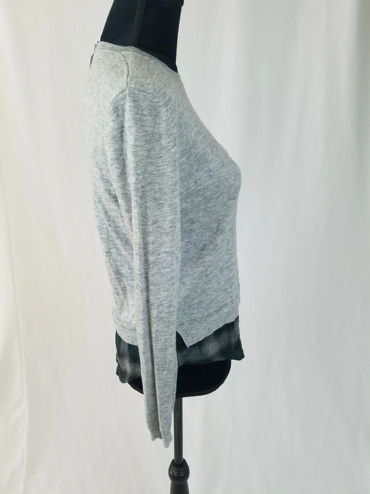 Joe's Jeans Mujer XS Azul Suéter Brezo y Cuadros Mezcla Cachemira Manga Larga Foto 4 de 4