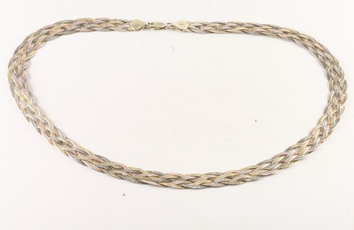 Vintage 6 Strand Braided Herringbone 18” Necklace 19 Grams - Picture 1 of 4