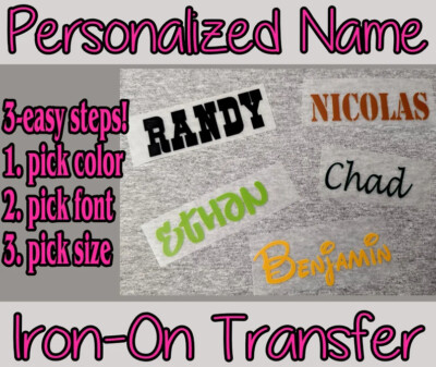 Custom Personalized Color Name DTF Iron On Transfer Films for T shirt Decal