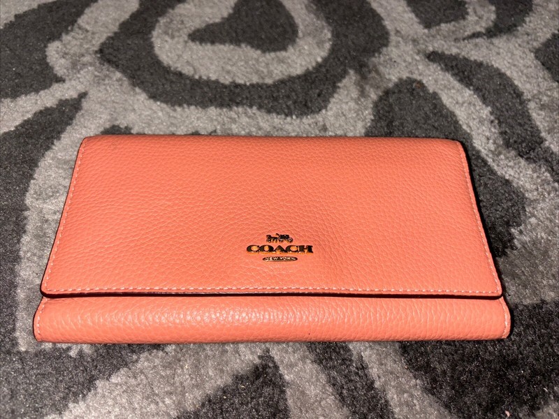 NWOT COACH Slim Trifold Wallet - Light Coral