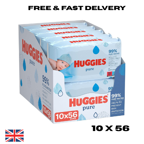 Huggies Pure Baby Wipes 10 Pack 560 Count