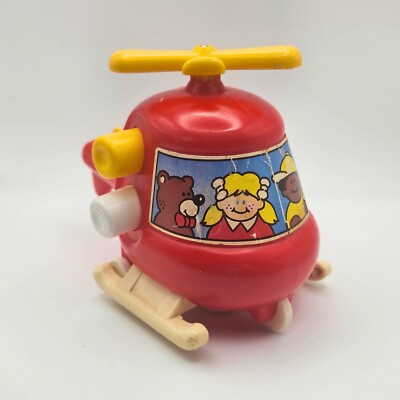 Vintage Tomy Catch 'N Carry Helicopter Toy With Drop String And Spinning Blades