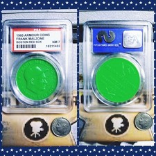 1960 Armour Hot Dog Coins Frank Malzone PSA 7 Light Green Low Pop