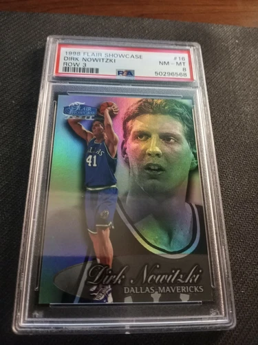 Dirk Nowitzki - PSA 8 - 1998-99 Flair Showcase #16 - Row 3 SP - Rookie RC - HOF 