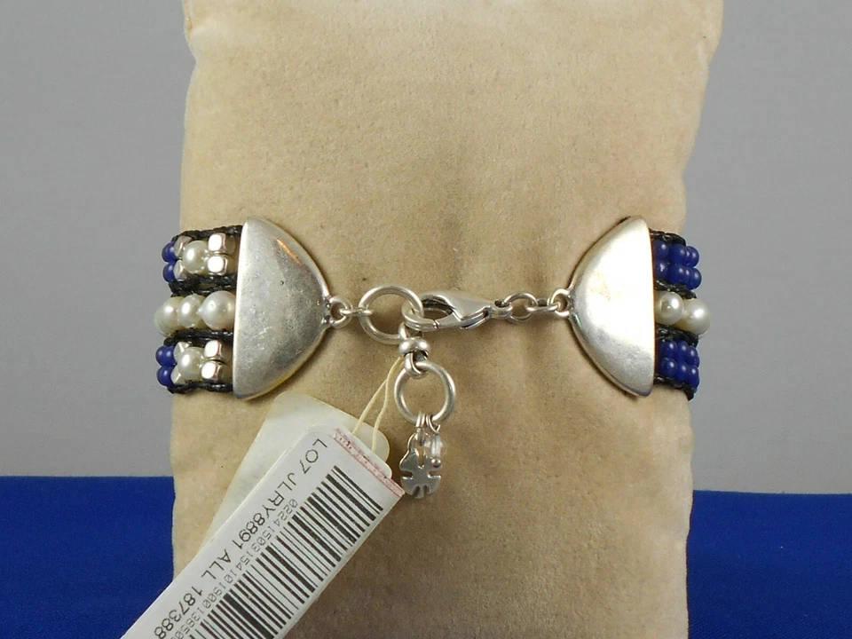 Pulsera Lucky Brand Plata BAJO LA INFLUENCIA Imitación Perla Azul Cuentas JLRY8891 Foto 2 de 2