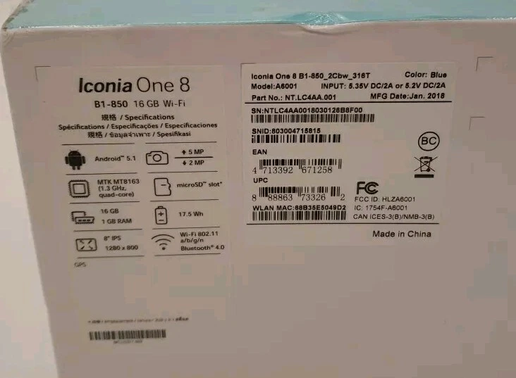 Acer Iconia One 8 Blue Tablet 16 GB Brand New and Sealed - Image 4 of 4