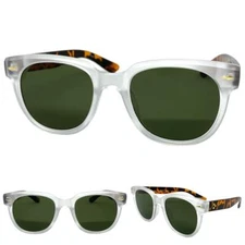 Men Classic Elegant Vintage 50's Retro Style SUNGLASSES Frosted Frame Green Lens