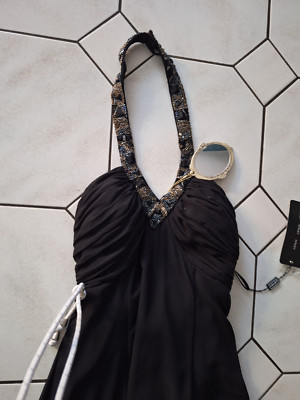 APART Luxus Abendkleid Neckholder Gr. 42 schwarz| Neu mit Etikett