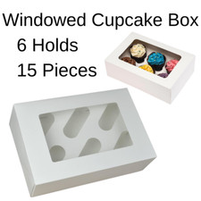 6 Count Cupcake Box Windowed White Cup Cake Box with Removable Trays 15 Boxes