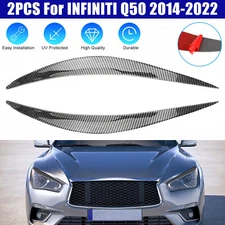 For 2014-2022 INFINITI Q50 Carbon Fiber Headlight Eyelid Trim Cover Eyebrows L&R
