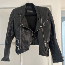 Balmain Leather Jacket Women 34 Xs