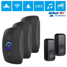 Waterproof Wireless Doorbell Adjustable Volume 1000FT Plugin Receiver 60 Chime